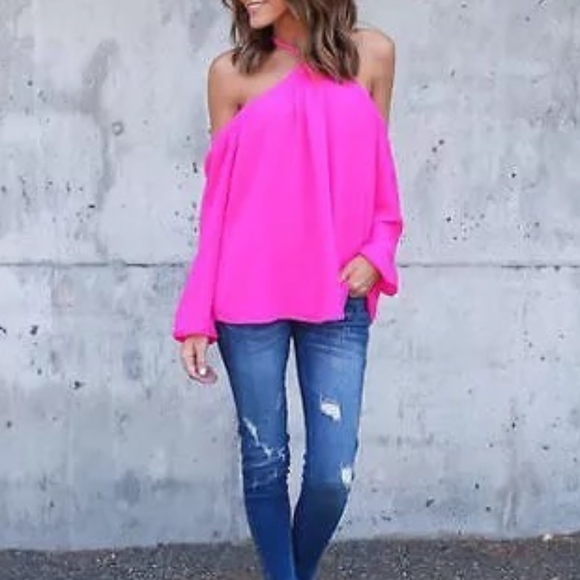 RESTOCKED! Sexy & Flirty Unique Open Shoulder top - Picture 4 of 5